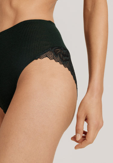 Celeste Wool And Silk Lace Trim Full Briefs | Dark Malachite 70819-2709